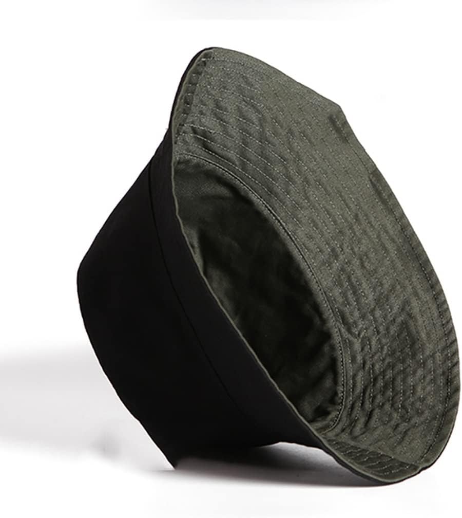 JSEIAJB Sided Bucket Hat for Men Outdoor Fashion Cotton Solid Color Panama Sun Protection Male Street Caps(D,XL 61cm)