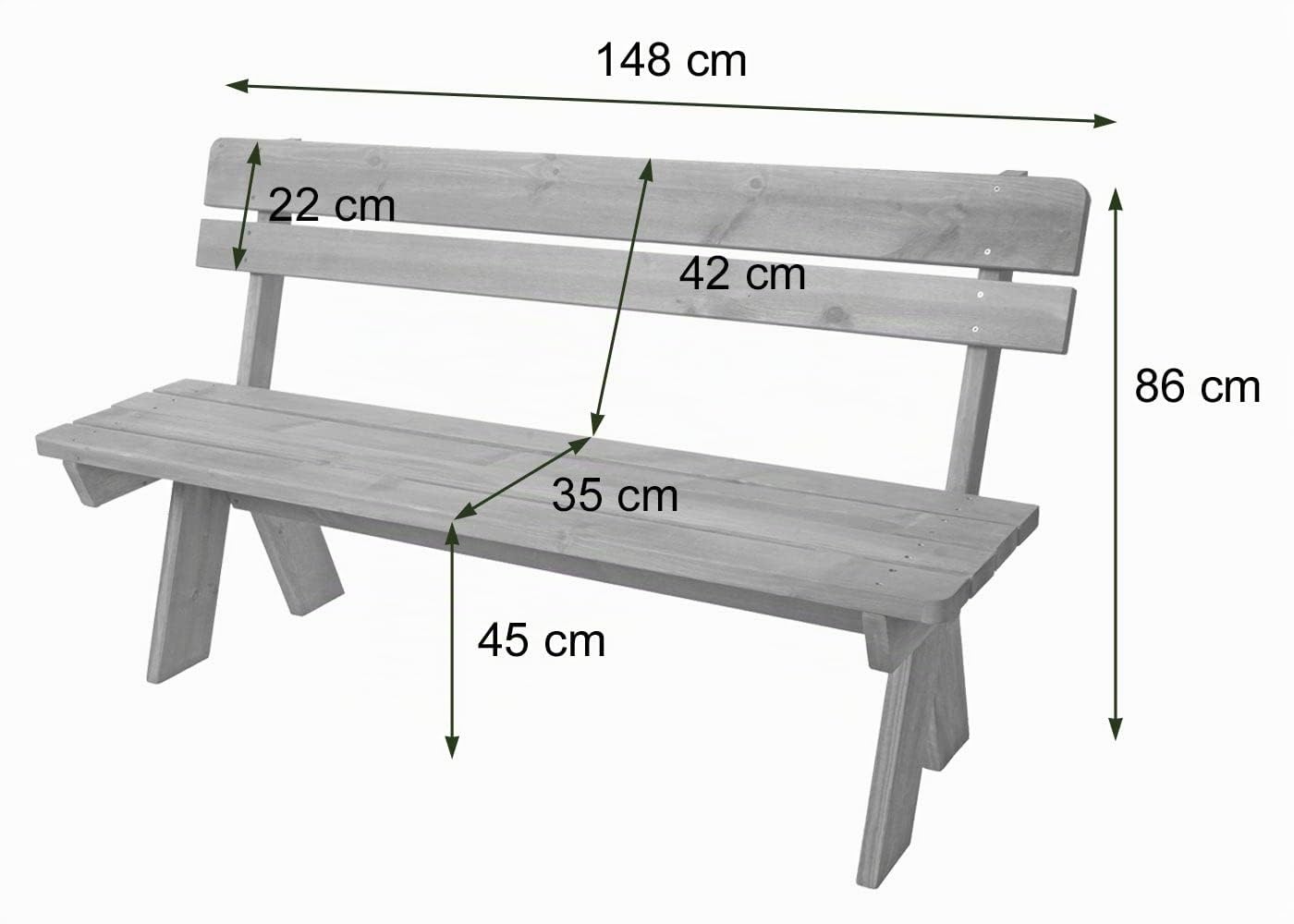 Panca panchina 3 posti da esterno HWC-L66 legno massello 148cm miele