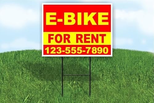 E-Bike For Rent Red Yellow Customizable Yard Sign Double Sided