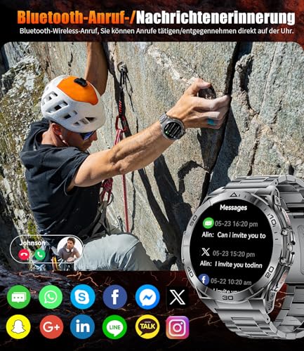 Smartwatch Herren Militär, 1,6'' AMOLED Smartwatch Telefonfunktion, Sportuhr Herren 100+ Sportmodi, Herzfrequenz/Schlaftracking… – Ansicht 3