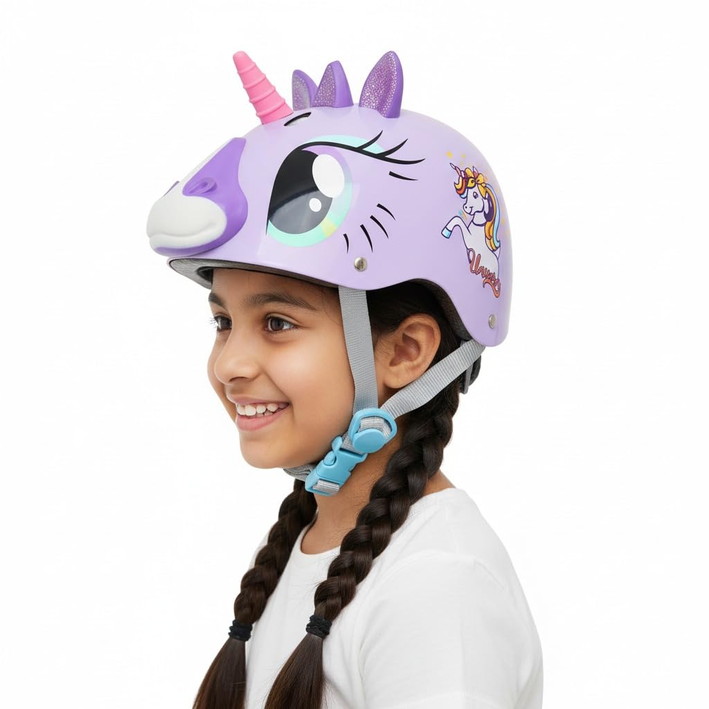STREETJAM Magic Unicorn Open Face Sports Helmet for Kids, Hard PP Outer Shell, EPS Inner Comfort Linner case, Adjustable Strap & Adjuster Dial, Unisex Helmet for Cycling(8-13 Years, Light Purple)-image-45