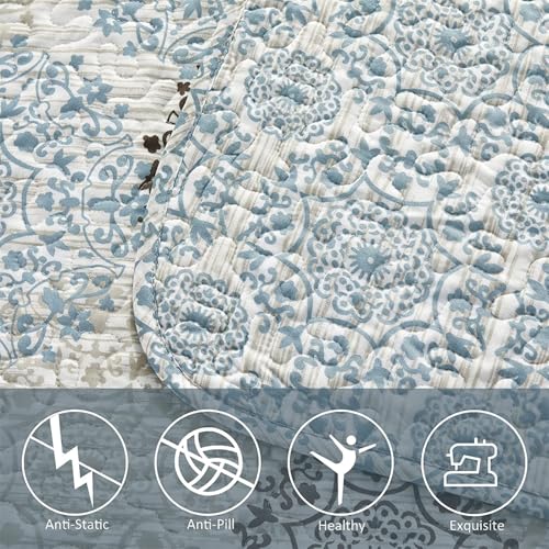 Home Soft Things BNFPMQ6QMMD 6 Piece Marina Medallion Printed Microfiber Quilts Coverlet Set Queen 90 Inch X 90" thumb #3