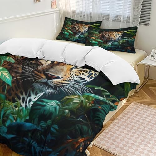 Housse de couette léopard douce avec fermeture éclair pour lit double - 5