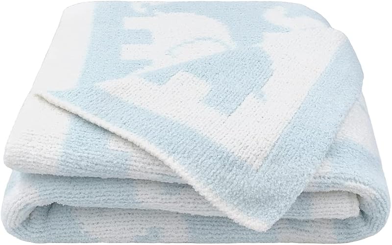 Living Textiles Manta suave de chenilla con elefante azul para bebé, reversible, tela acogedora de primera calidad para mayor comodidad, para bebés, niños pequeños, recién nacidos, pañales, guarderías, niños, unisex, manta, cuna, cochecito, regalo 40 x 30
