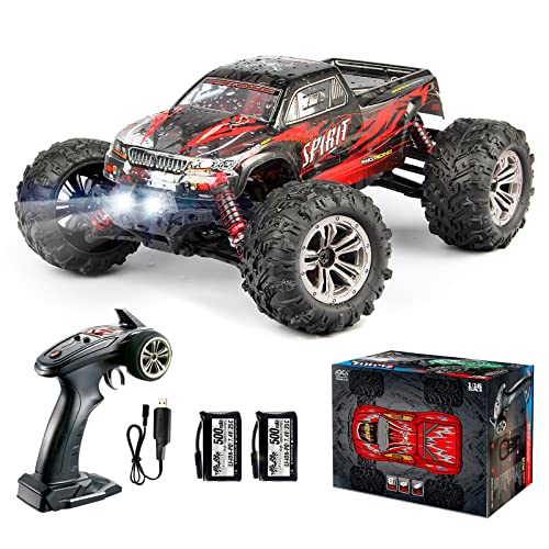 Hosim 1:16 Scale 36+ kmh High Speed RC Trucks for Adults - 4WD Electric Off-Road Waterproof RC Cars Radio Control Vehicle with 2 Batteries All Terrian RC Monster Trucks for Boy(Red)