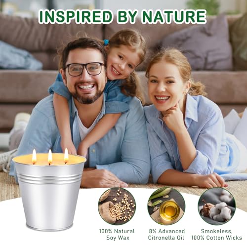 Citronella Candles Outdoor - Large 34oz Citronella Candle for Patio up to 200 Hours Burning, 3-Wick Summer Outdoor Candles Bulk for Home,2pcs Soy Wax Candle for Garden Camping Party Yard Balcony by Aottom - Image 2