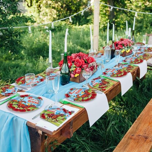 Image of Qyeahkj 100 Pcs Kentucky Party Supplies Derby Day Tableware Set Run for The Roses Party Plates Napkins Forks Disposable Horse Racing Decorations for Equestrian Enthusiasts Race Day Serves 25
