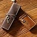 MIVLXLX Genuine Leather Pencil Roll - Pen and Pencil Case，3 Open-End Pockets for Long Pens, Sturdy Strap, Fold-over Flap (coffee)