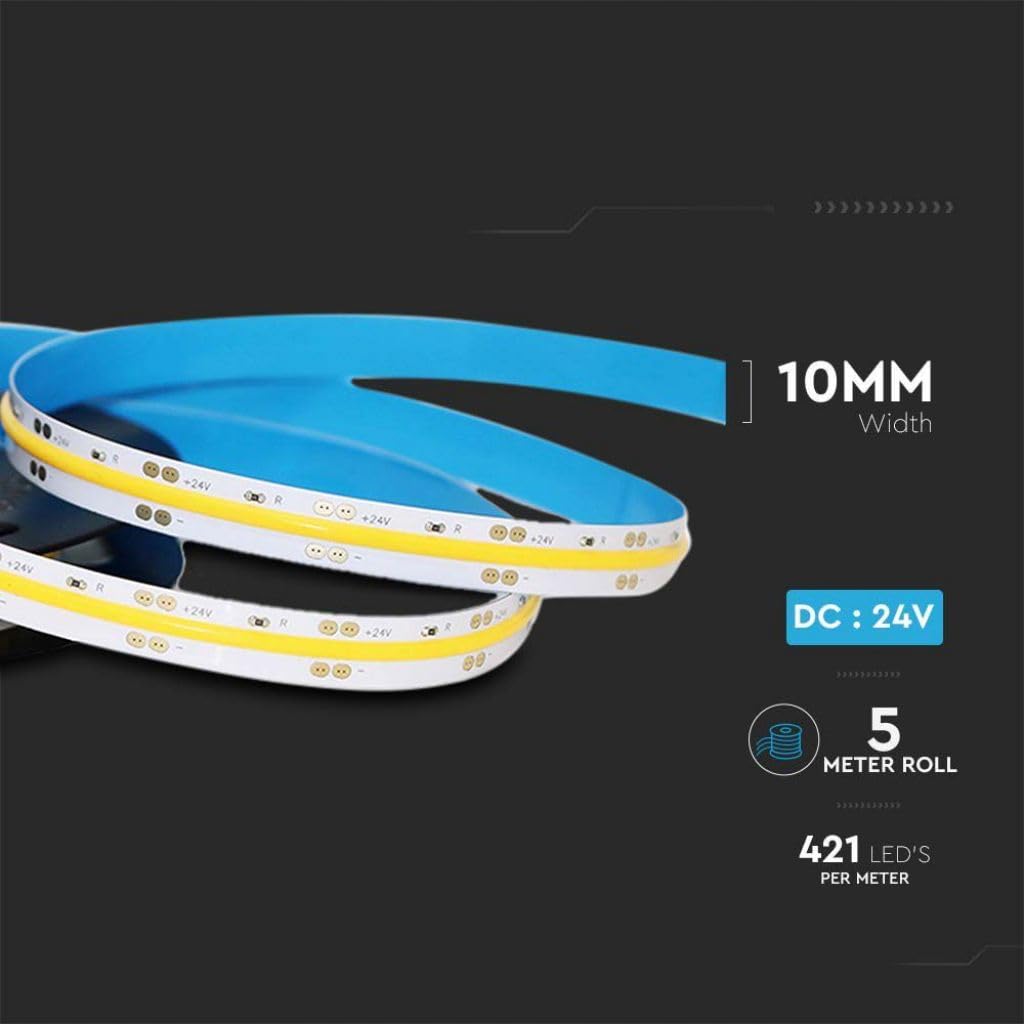 STRISCIA 2160 LED 2835 COB CALDA 5 METRI NON IMPERMEABILE 24V 10W/MT VT-2835IP20421COB-LED212667