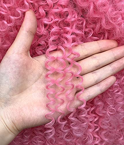 Curlcrazy Curly Wig With Bangs For Black Women Short Kinky Curly Wig 14Inch Afro Hair Halloween Party Christmas Cosplay Wigs (Pink) #TOP5