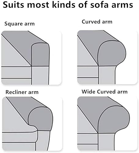 Miniatura 7 de Yogsey Juego de fundas elásticas para reposabrazos de sofá, fundas de sofá sólidas, funda de sofá extraíble y elástica para sofá biplaza Sover, 4