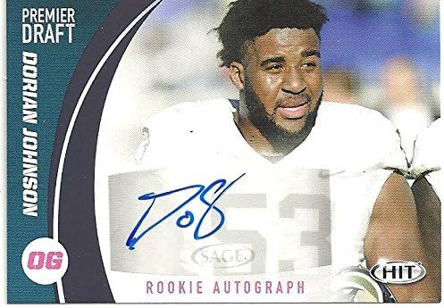 Dorian Johnson "Rookie Autograph - Premier Draft" Autograph Football Card - 2017 Sage Hit Football Card #A38 (University of Pittsburgh) Free Shipping