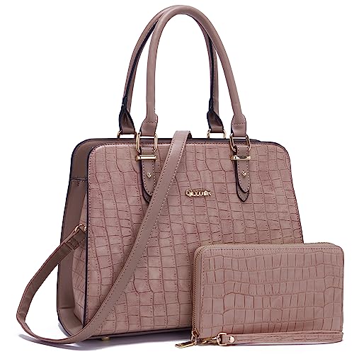 Image of Qiyuer Satchel Purses For Women Handbag And Wallet Set Tote Bag | Premium Vegan Leather,Matching Wallet,RFID Blocking,Work,Casual