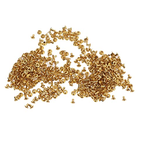 Sunicon 500 pièces rivets creux, bricolage à travers le trou en laiton rivets creux décoratifs boucles à œil en cuivre (4.8x2.3x4.5mm)