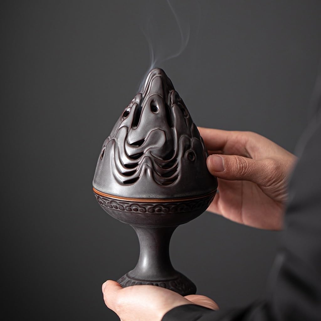 Incensario Cascada Quemador de incienso, quemador de cono de incienso de cerámica hecho a mano, incensario de porcelana adecuado for incienso de bobina/torre, for meditación de yoga de oficina en casa