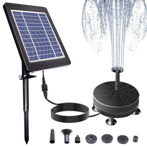Solar Springbrunnen Für Außen 3.5W, Solarbrunnen Für Draussen Mit 3M Kabel, 6 Fontänenstile, Solar Teichpumpe Für Außen 180L/H Springbrunnen Solar Teich Für Garten, Vogel-Bad Solar Springbrunnen Für Außen 3.5W, Solarbrunnen Für Draussen Mit 3M Kabel, 6 Fontänenstile, Solar Teichpumpe Für Außen 180L/H Springbrunnen Solar Teich Für Garten, Vogel-Bad