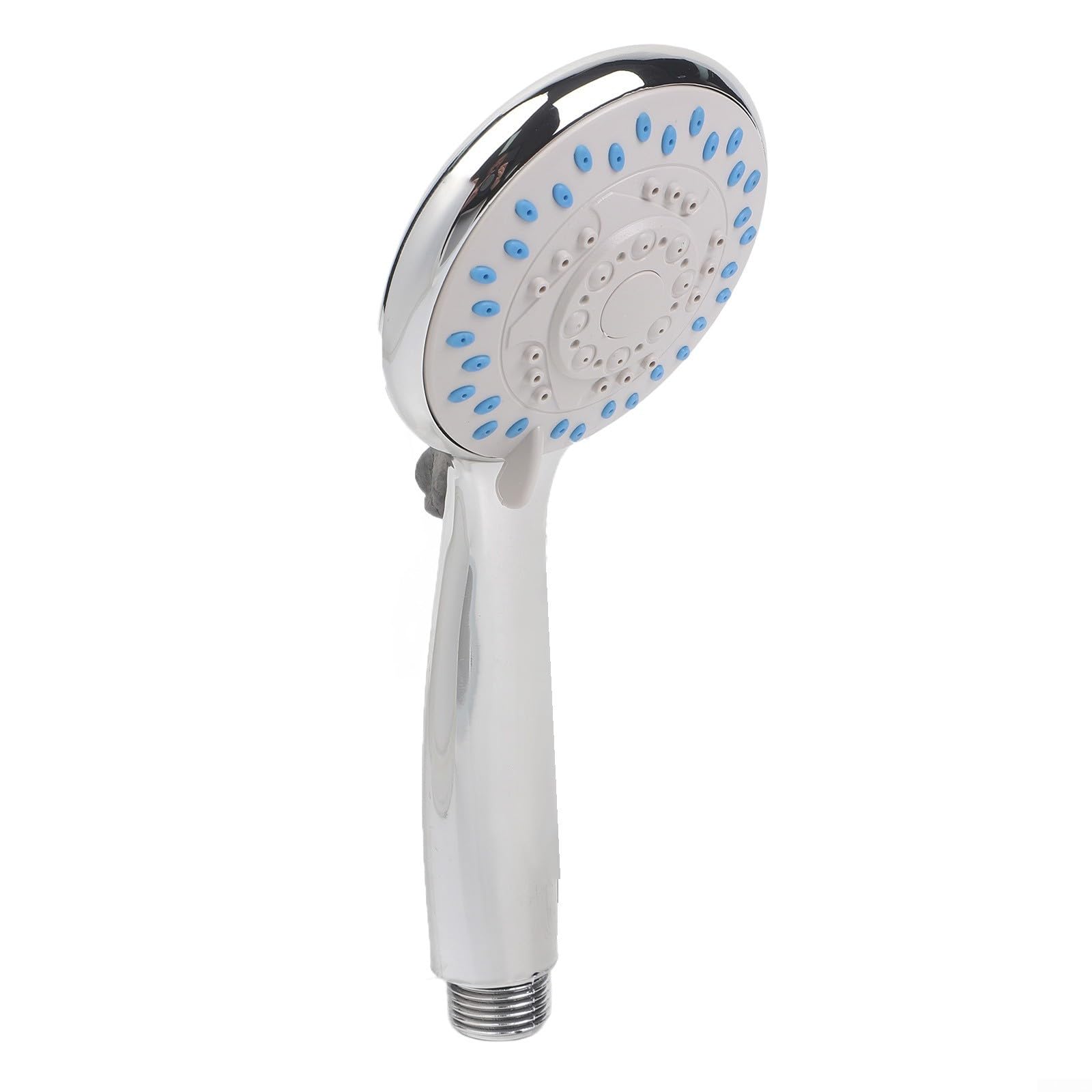 Soffione doccia ad alta pressione con 5 modalità di spruzzo, grande soffione rotondo, risparmio idrico e facile da pulire, ABS cromato, G1/2 pollici, misura standard per bagno