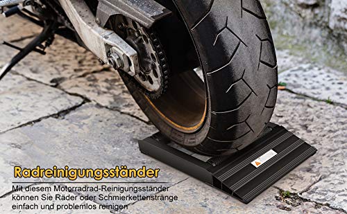 Ejoyous Ayuda de de La Rueda Trasera de Motocicleta, Aluminio Ayuda de de La Rueda de Motocicleta Ayuda de Limpieza de Neumáticos Traseros Rodillo de Limpieza para El Cuidado de La Cadena para Tra