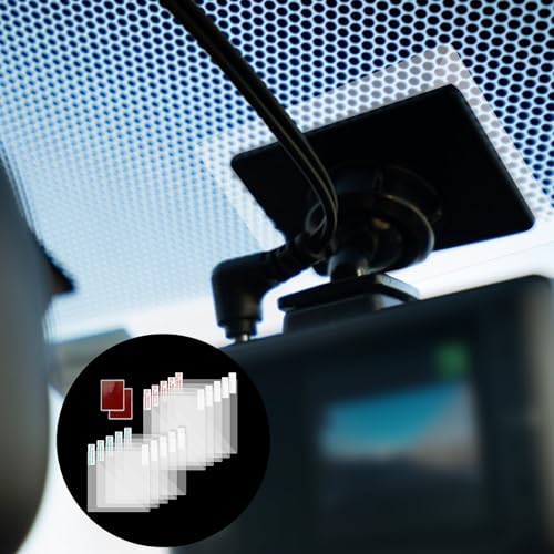 10stk Dashcam Elektrostatische Folie mit 2stk Doppelseitigen Klebepads, Klare Elektrostatische Aufkleber Rückstandsfreie Auto Schutzfolie für Windschutzscheibe Dashcam Installation