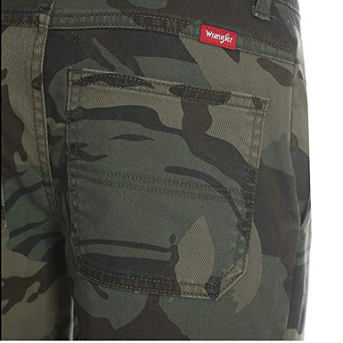 Wrangler Husky Boys' Premium Stretch Cargo Pants With Adjust-To-Fit Waistband (Forest Green Camo) (8 Regular) #TOP3