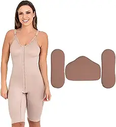 Kit Pós-Cirúrgico Abdominoplastia Cinta Macaquinho 60402 + Placas em Espuma - New Form (P, Bege)