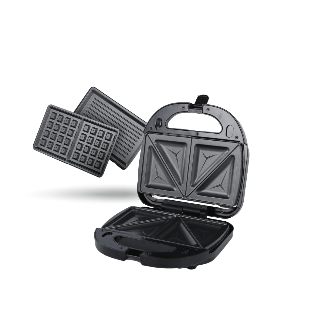 Dorsch SM-30 Sandwich Maker - Versatile 3-in-1 Plate for Sandwiches, Grill, and Waffles - Non-Stick Coating for Effortless Cooking - Includes 2-Year Warranty