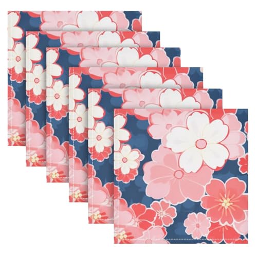 Servilletas de Tela Set de 6 Rosas y Blancas Sakura 20x20 in miniatura 2