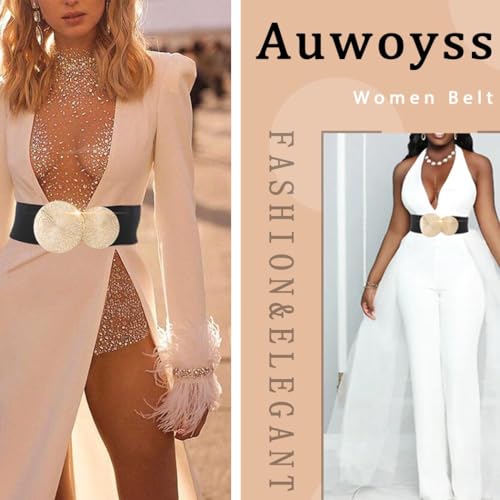 Elastic Wide Waist Belt for Women Circle Buckle Stretch Belt for Dresses Fashion Ladies Leather Belt3