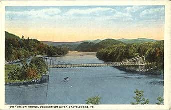 Suspension Bridge, Connecticut River Brattleboro, Vermont VT Original ...