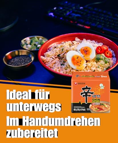 Nong Shim Instantnudeln Kimchi Ramyun – Koreanische Ramen Suppe - schnelle Zubereitung – 1er Multipack - 5 x 120g