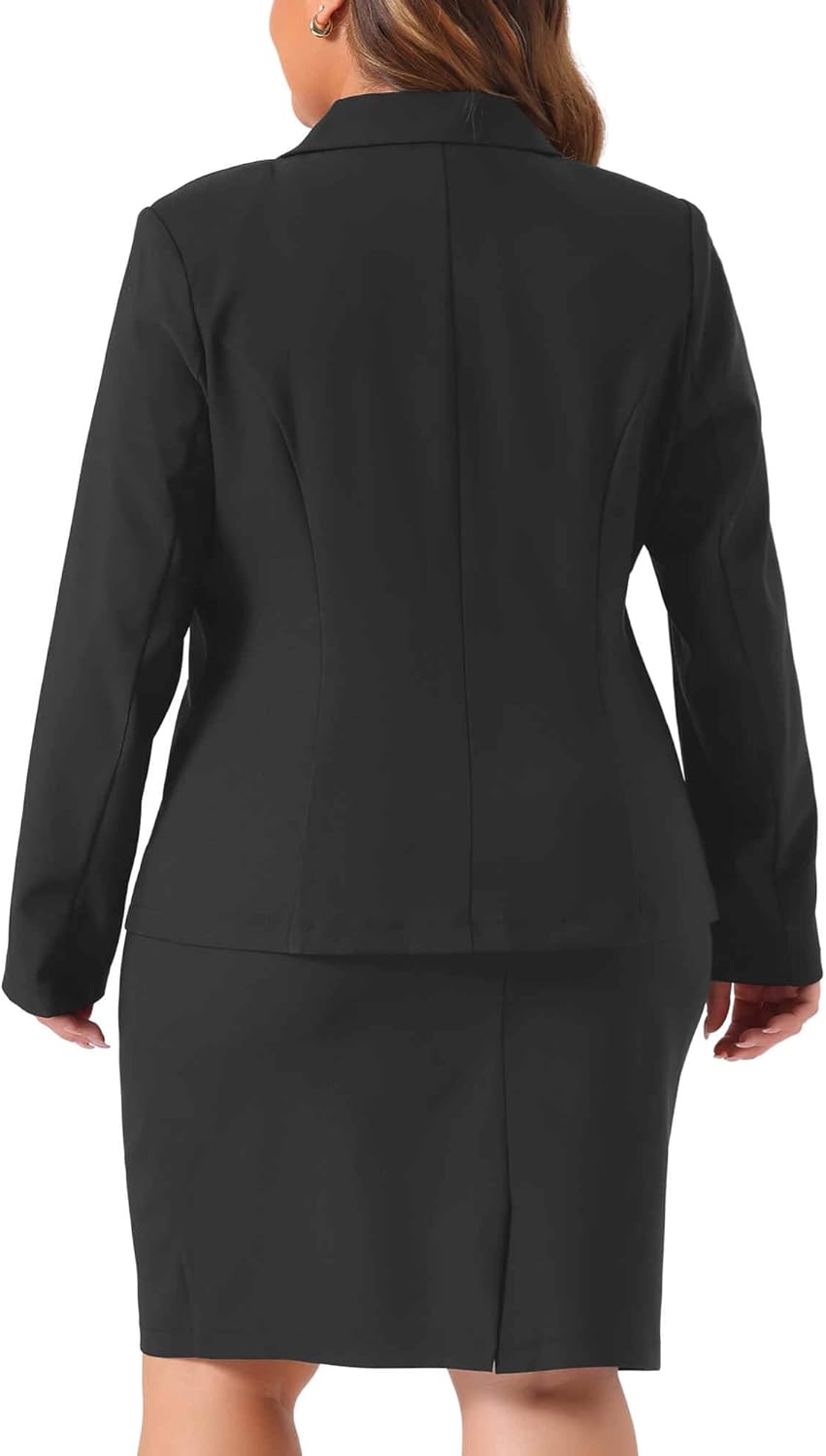 Agnes Orinda Plus Size Blazer and Skirt Suit Sets for Women 2 Piece Outfits Business Casual Suit Sets - Image 4