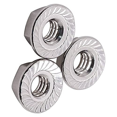 Glvaner M10-1.5 Thread Size (12 Pcs) Stainless Steel Hex Flange Nuts Serrated Flange Hex Lock Nuts 304 Stainless Steel Full Thread #TOP22
