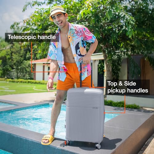 Image of Nasher Miles Krabi Expander Hard-Sided Polypropylene Check-in Luggage 28 inch | 75cm | 8 Wheels Large Trolley Bag for Travel | Suitcase (Grey)