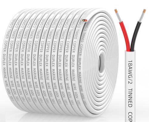 CONEPY 18 Gauge Marine Wire, 18 Gauge Wire Duplex Marine Grade Cable, 200FT