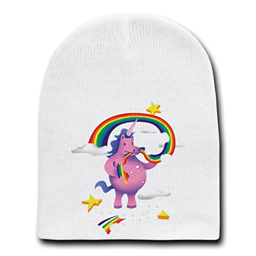 Unicorn-Snack-Funny-Mystical-Cartoon-White-Beanie-Skull-Cap-Hat