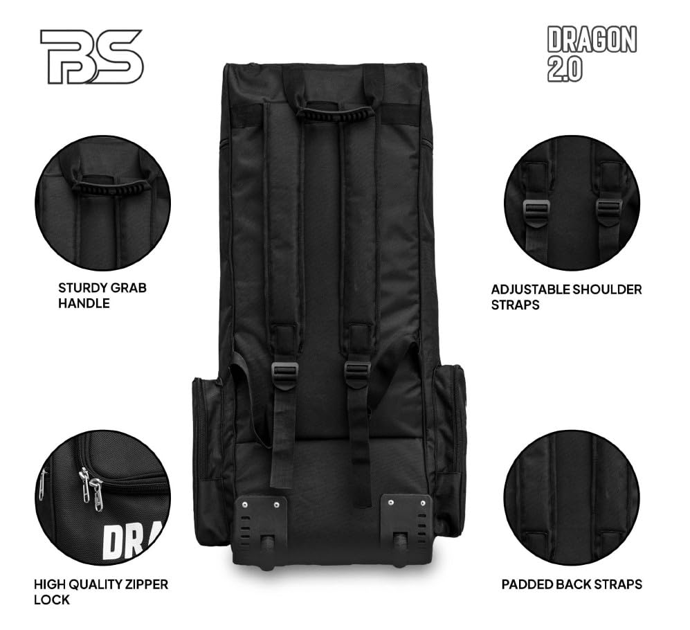 Image of BARKHA BS Dragon 2.0 Duffle Cricket Bag with Wheel and 4 Bat Sleeve and Shoe Compartment (Color May Vary)