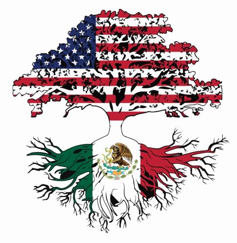 CartNest- Mexican Roots, Mexico Grown, Mexico USA Flag,- Vinyl Decal Waterproof Sticker | for Window| Car | Motorcycle | Truck | Laptop | Any Smooth Surface | Size: 5