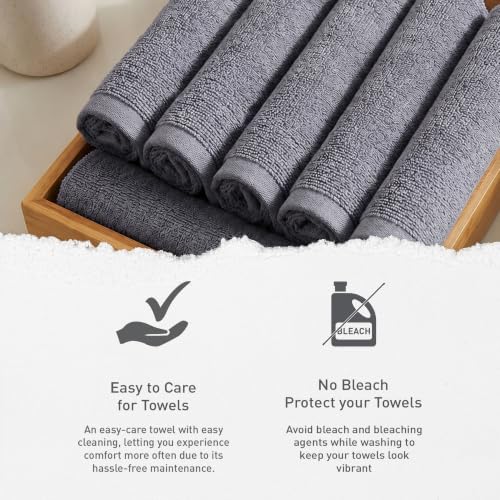 Image of MYTRIDENT Face Towel | Urban Comfort | Quick Drying | Travel Friendly | for Men /Women | 6 Pc Face Towel (30 cm x 30 cm) | 100% Cotton 450 GSM - Charcoal