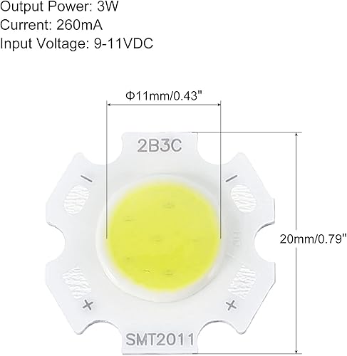 Miniatura 2 de MECCANIXITY COB - Bombilla de chip de luz LED de 0.787 in, 3 W, 260 mA, ahorro de energía para foco, paquete de 15, color blanco