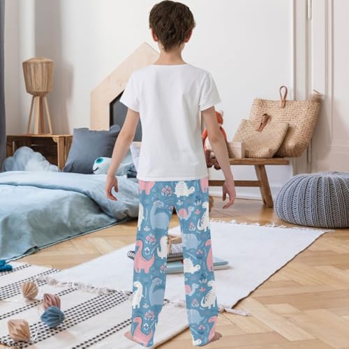 Boy's Pants Cute Dinosaur Flower Jogger Pants Elastic Waist Long Bottoms Trousers with Pockets 6-14 Years3