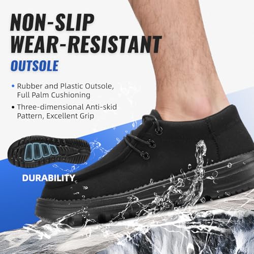 Image of Furuian Steel Toe Shoes for Men Low-top Safety Work Shoes for Men Lightweight Steel Toe Sneakers Comfortable Canvas Work Loafers Zapatos De Trabajo para Hombres