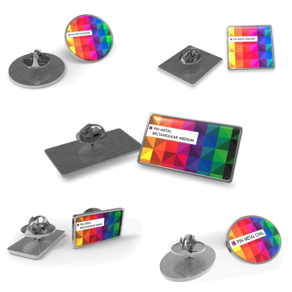 25 pezzi Spille personalizzate con il Tuo logo o Grafica Spillette da giacca resinate in varie forme con chiusura a farfalla in metallo