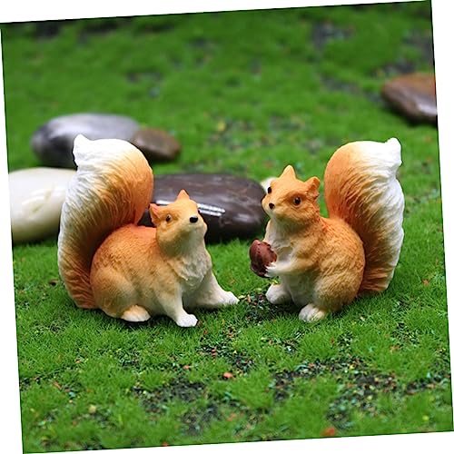 ibasenice Miniature Squirrel Figurines 2Pcs Resin Garden Decoration Small Squirrel Figures for Dollhouse Micro Landscape Cake Ornaments - Image 2