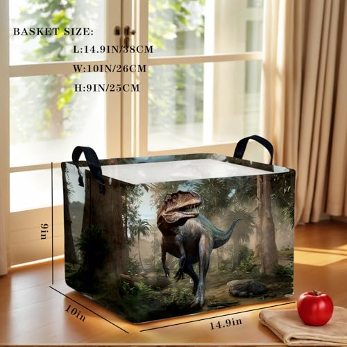 Image of Cute 3D Dinosaur Kid Storage Basket Trendy Toy Box, Baby Laundry Hamper, & Clothes Organizer Fantastic Boy Gift & Nursery Bin for Modern Bedrooms (Tyrannosaurus Rex)