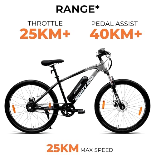 Image of NINETY ONE E-Drago | Electric Cycle | 7.8 Ah Battery | 29 T | Front Suspension 80mm Travel | ‎250 Watts | IP65 BLDC Motor | 99% pre-Assembled | 2 Years Battery Warranty | Black Grey