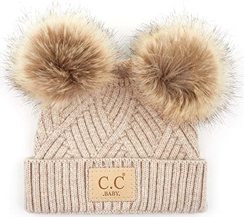 Image of Funky Junque Baby Beanie Hat - Soft Knit Winter Cap with Double Pom Pom - Easter Pastels, Classic Solids, Value Packs