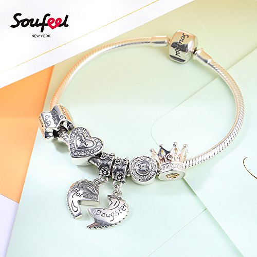 Soufeel Mother & Daughter Charm For Bracelets/Necklace 925 Sterling Silver Charm Bracelet Stoppers For European Bracelets Gift For Women Girls Kids Birthday Gift #TOP4