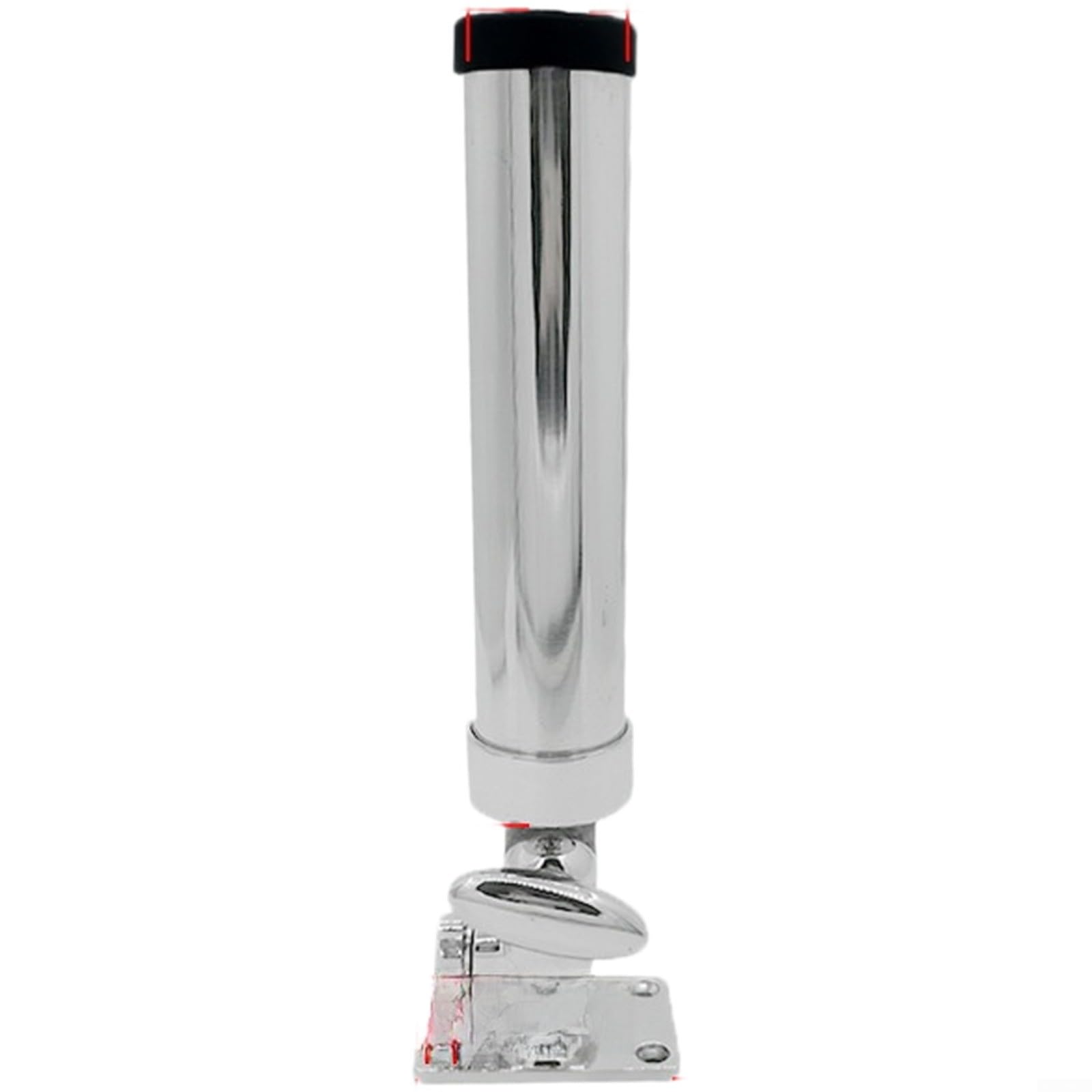 Supporto per canna da pesca regolabile in acciaio inossidabile 316 con base quadrata per attrezzatura da pesca sul ponte della barca, altezza 325 mm, argento