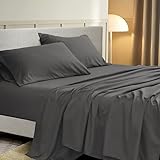 Alaskan King Size Sheet Set 4 Pc 100% Long Staple Cotton Sheets, 600 Thread Count, Bed Sheets Easy-Fit 8'- 10 Inch Deep Elastic Fitted Sheet, Extra Soft Quality (Alaskan King, Dark Grey Sheets)