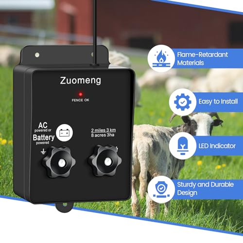 Zuomeng ZM-030 2-In-1 Electric Fence Energizer, Zuomeng 2-Mile 8 Acres Electric Fence Charger Powered By Battery Or Power Adapter, 0.1 Joules, Protect Your Livestock Garden Pasture From Wildlife thumb #4